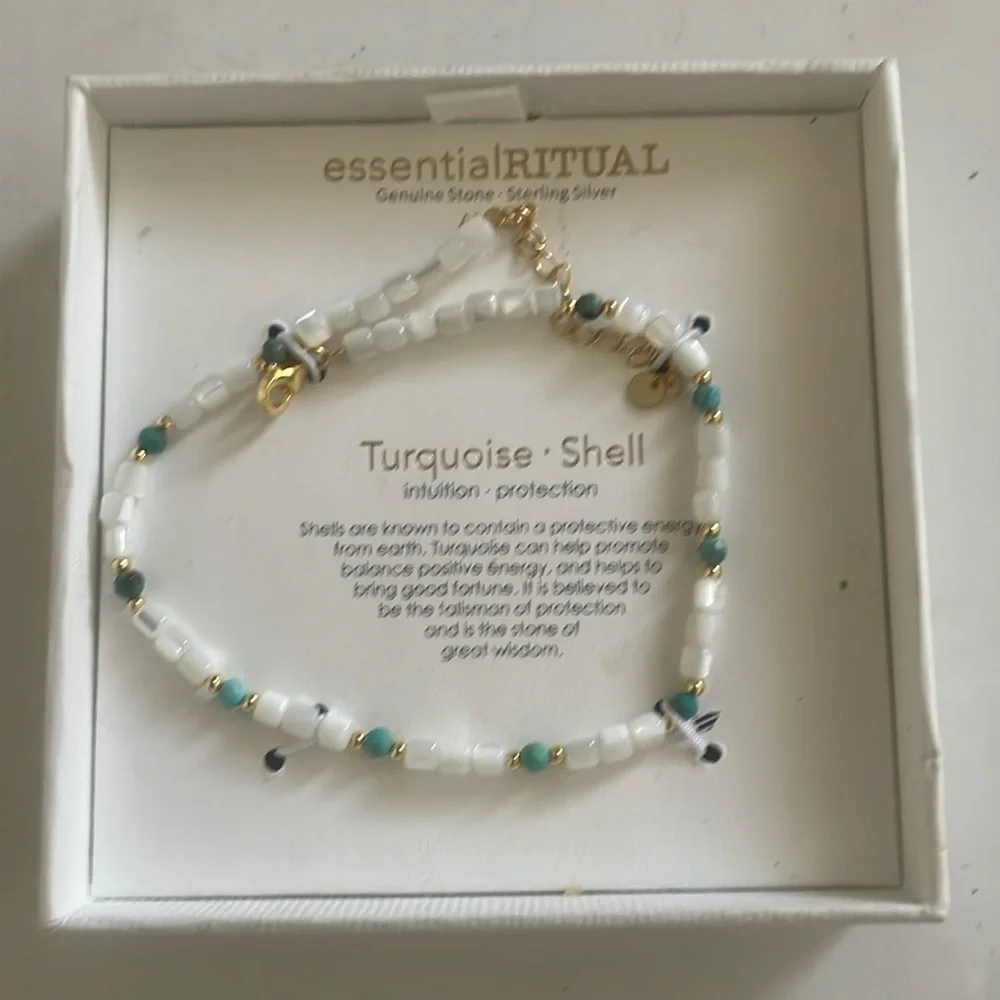 Essential Ritual Sealed NIB Genuine Turquoise Shell Anklet - Picture 1 of 13